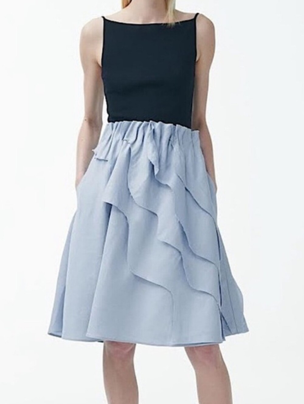COS Linen-Blend Diagonal Ruffle Skirt, Size 6